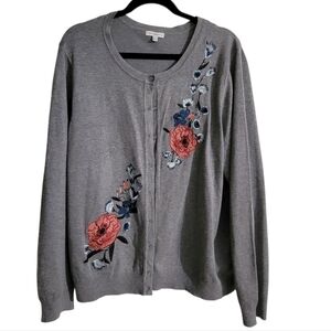 Croft & Barrow Floral Button Cardigan XXL